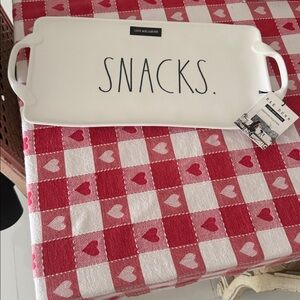 Rae Dunn White SNACKS Melamine Serving Platter Tray